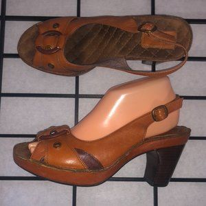 INDIGO BY CLARKS Heels Slingback Wooden Leather